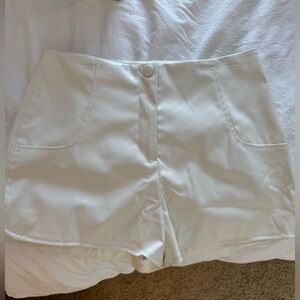 Faux Leather White shorts — size large NWOT